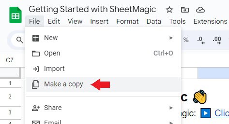 Tạo bản sao SheetMagic
