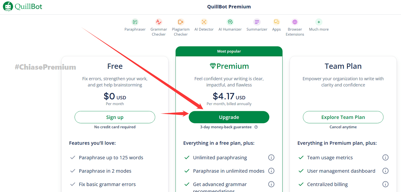 Cách đăng ký QuillBot Premium