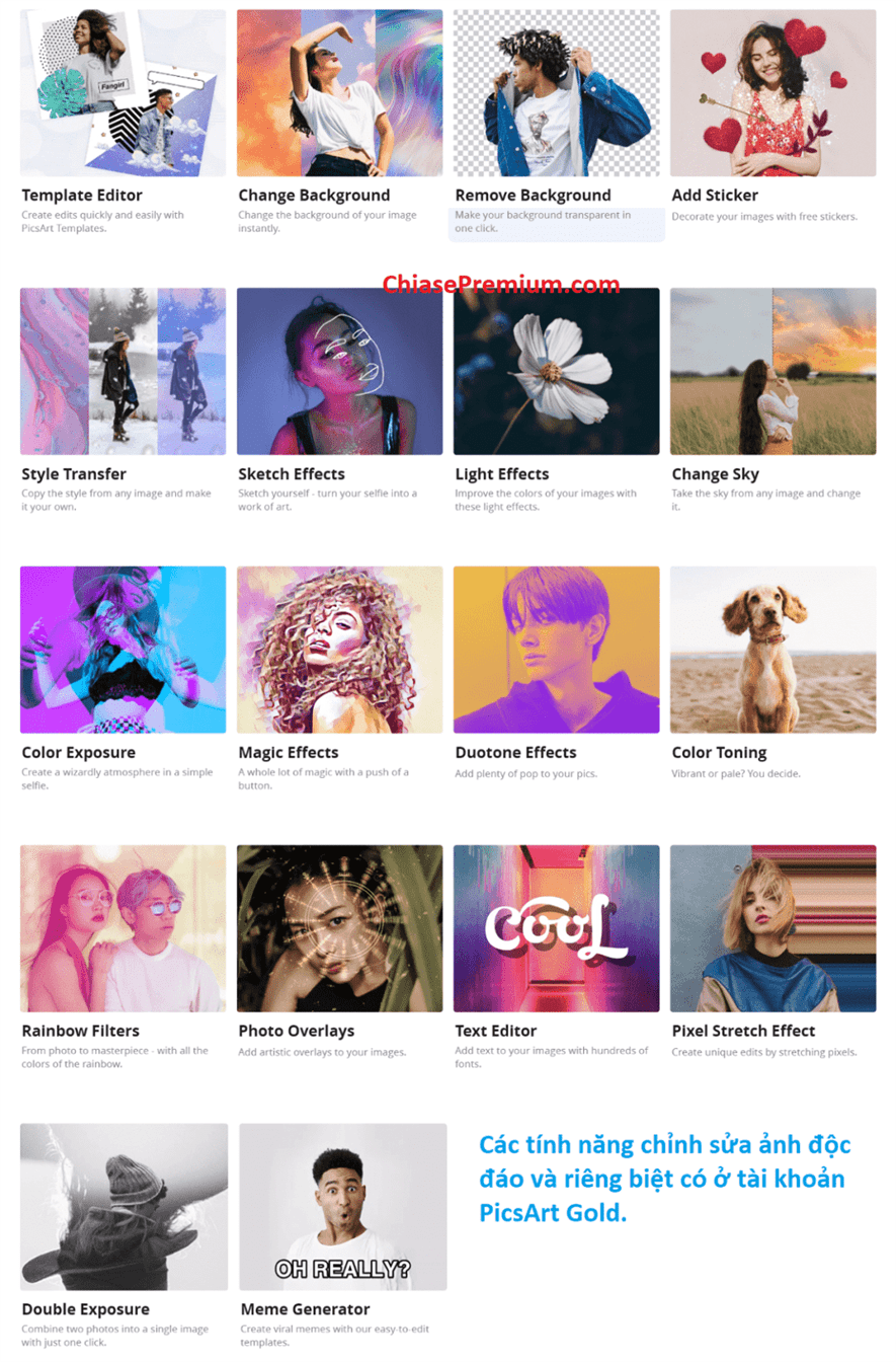 Những tính năng độc đáo chỉ có ở Picsart Gold