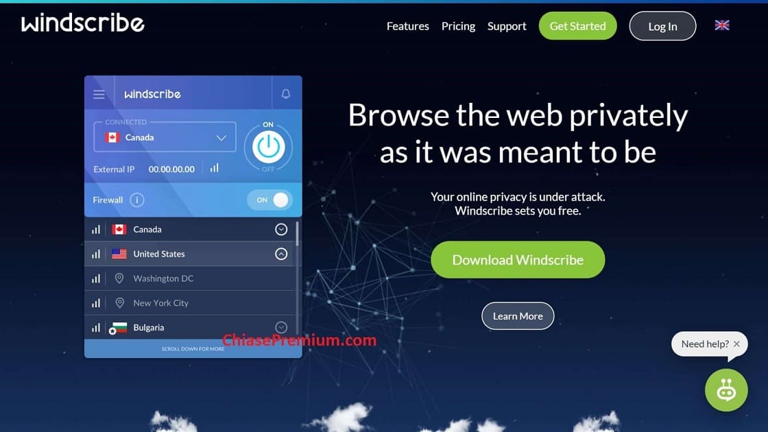 Tài khoản Windscribe VPN có giao diện dễ sử dụng, tốc độ kết nối tốt và đã có server tại Việt Nam khá sớm.