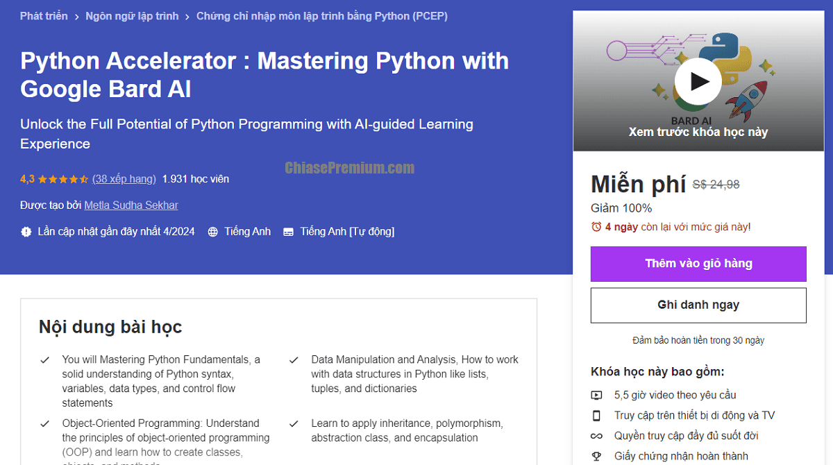 Python Accelerator : Mastering Python with Google Bard AI