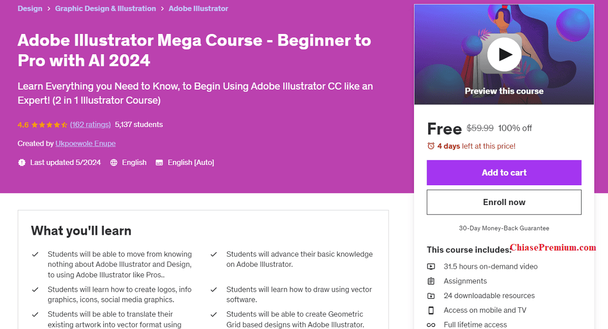 Adobe Illustrator Mega Course - Beginner to Pro with AI 2024
