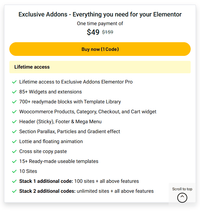 hướng dẫn chi tiết để bạn đăng ký ưu đãi trọn đời (Lifetime access) cho Exclusive Addons