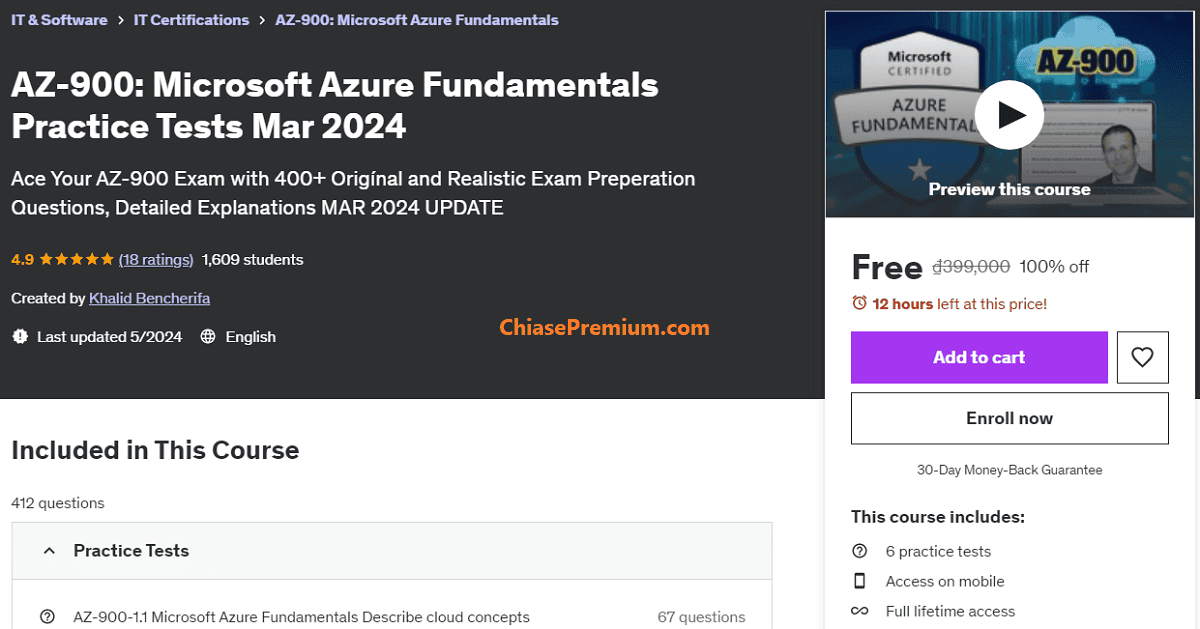 AZ-900: Microsoft Azure Fundamentals Practice Tests Mar 2024