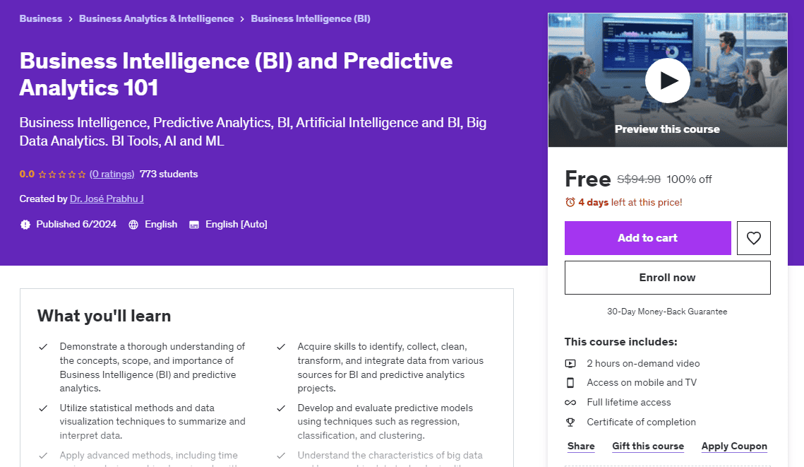 Business Intelligence (BI) and Predictive Analytics 101