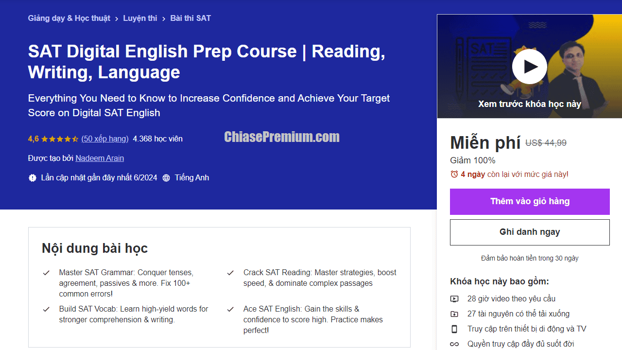 [Share] Khóa học lấy chứng chỉ SAT Digital English miễn phí