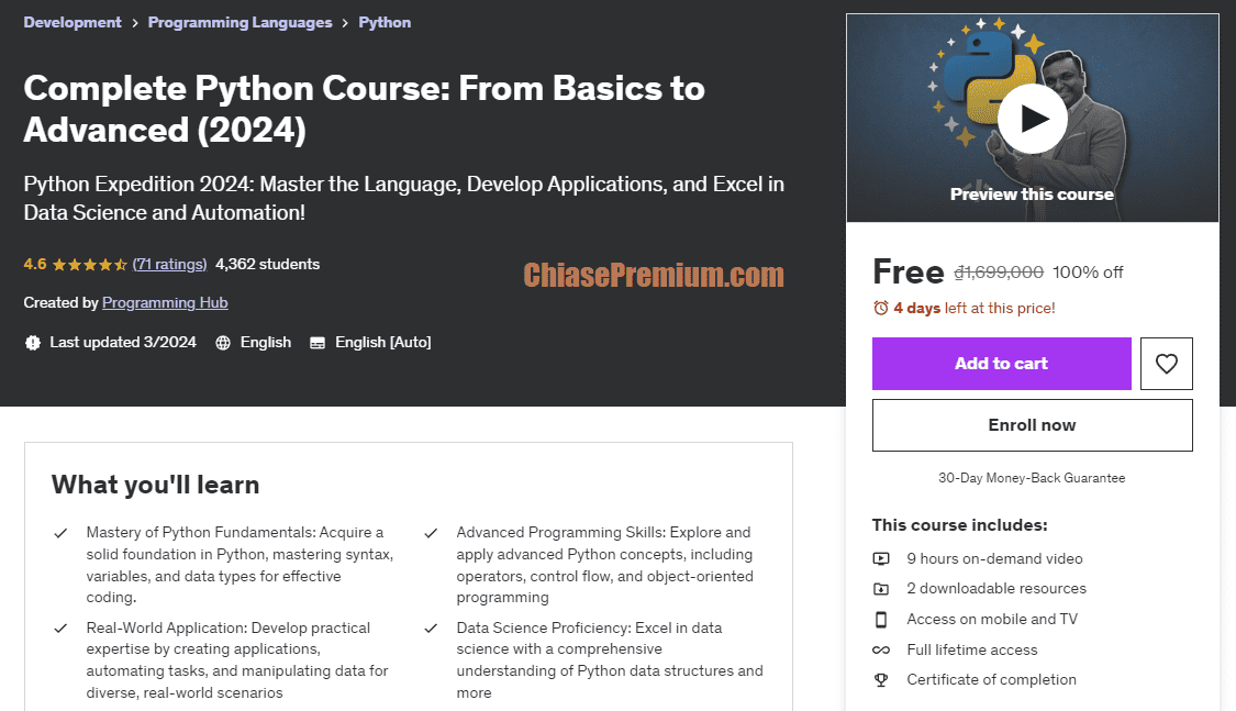 Complete Python Course: From Basics to Advanced (2024)