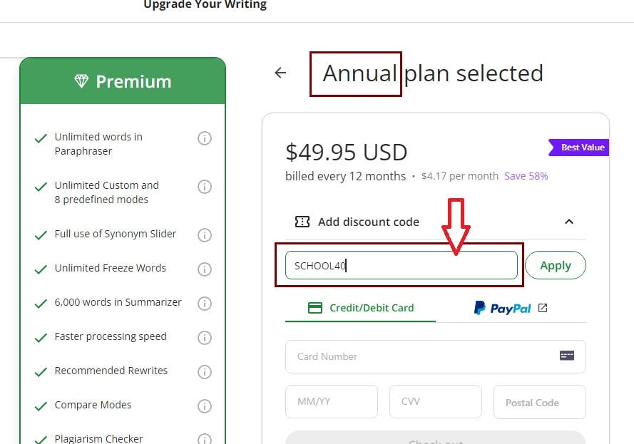 Nhập mã ưu đãi QuillBot Premium