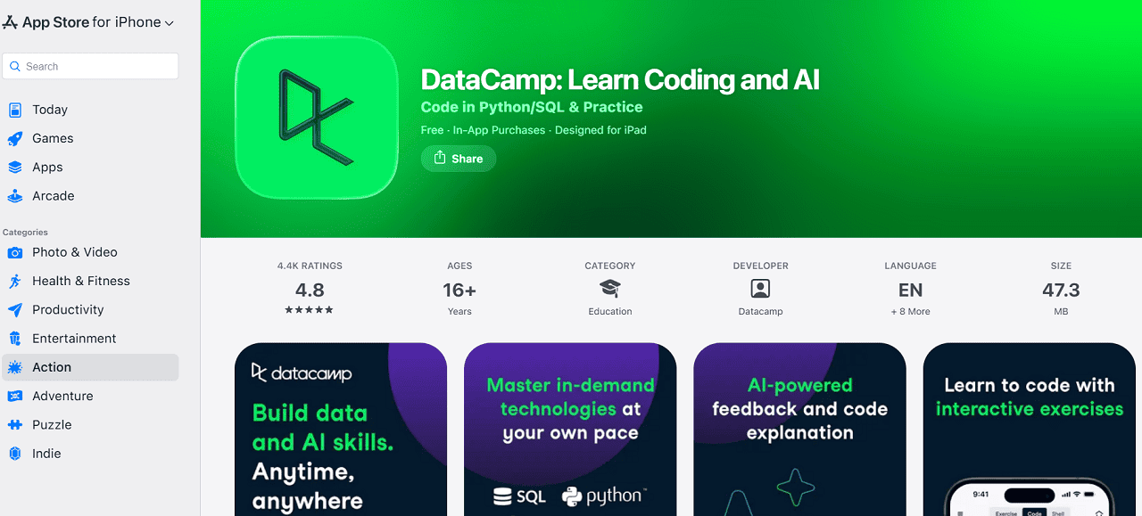 https://apps.apple.com/us/app/datacamp-learn-coding-and-ai/id1263413087