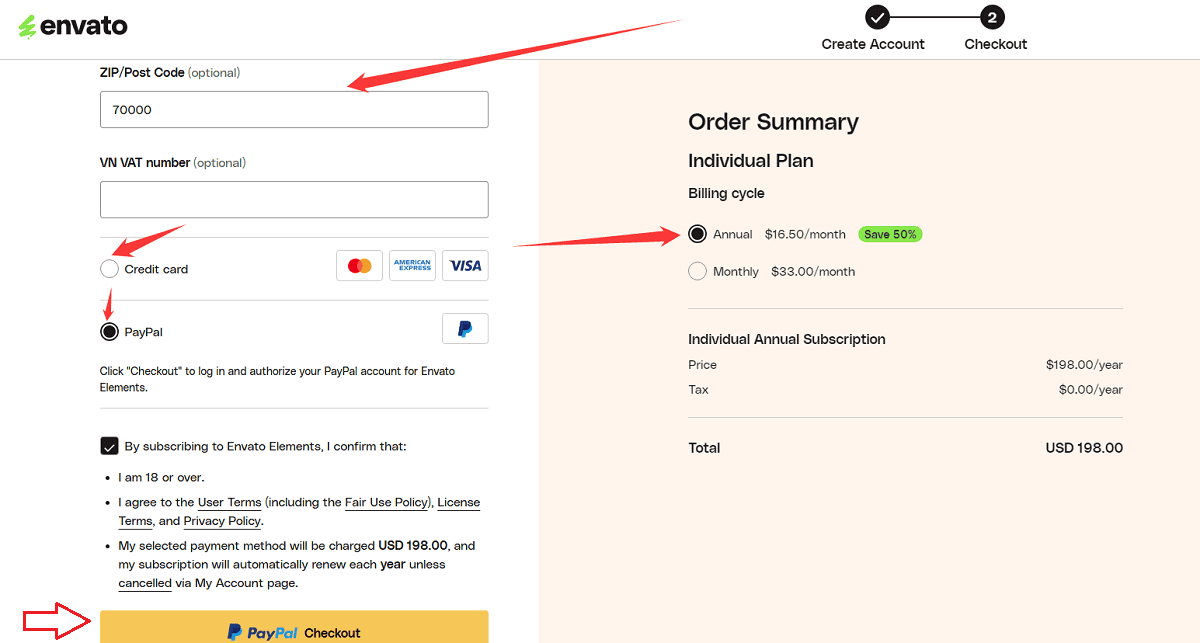 Thanh toán gói 01 năm qua tài khoản PayPal