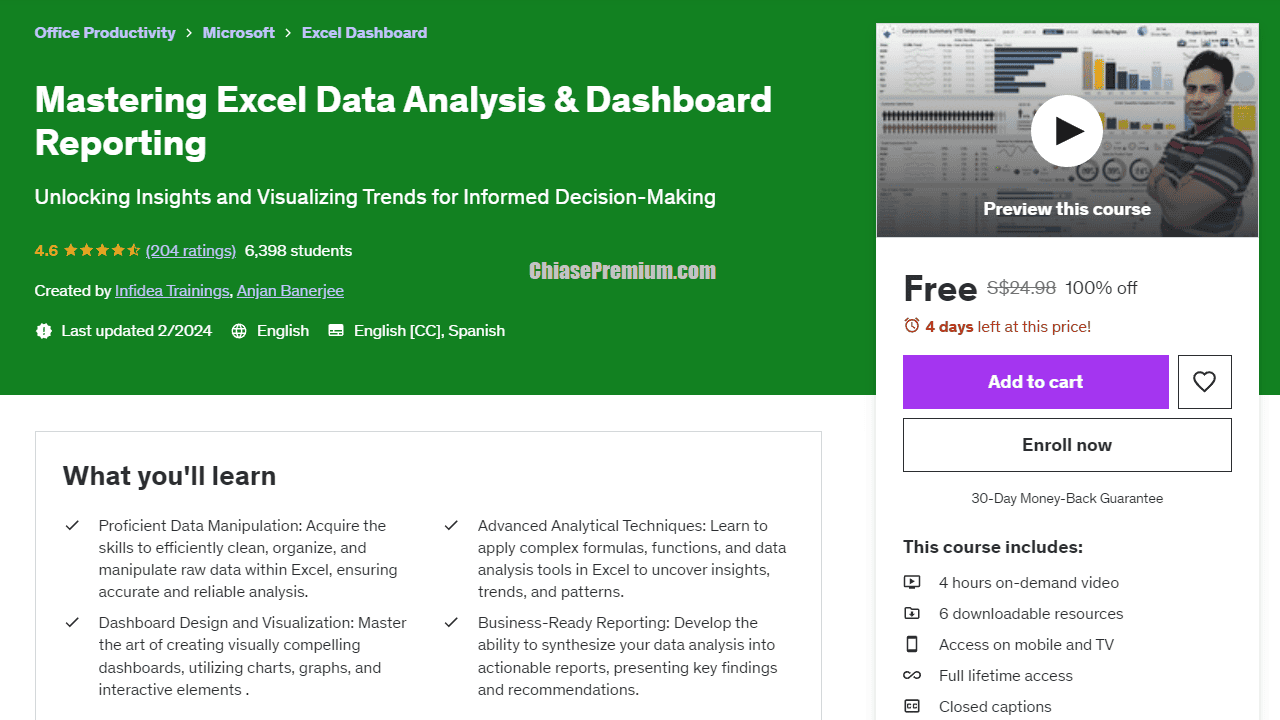 Mastering Excel Data Analysis & Dashboard Reporting.