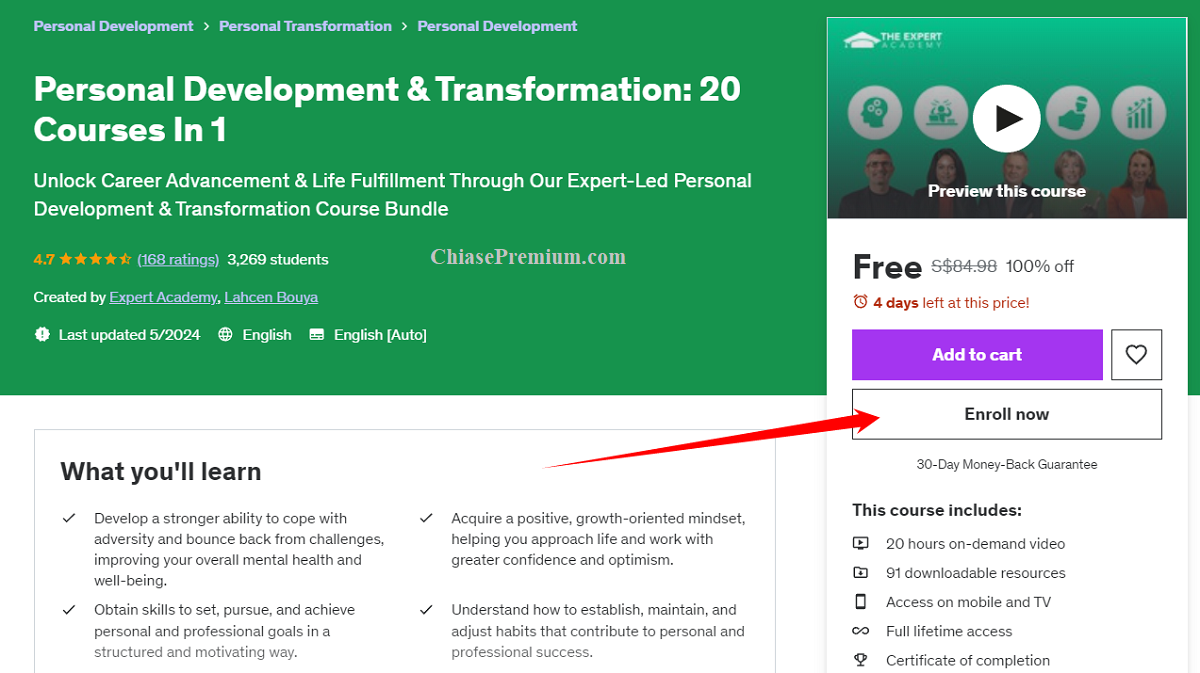 Free "Personal Development & Transformation: 20 Courses In 1" course
