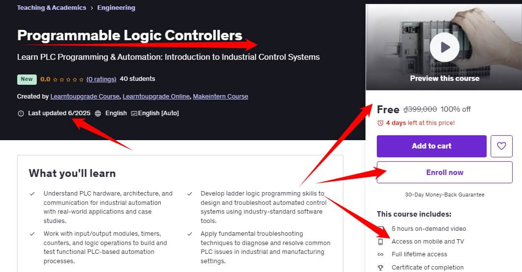 Programmable Logic ControllersLearn PLC Programming & Automation: Introduction to Industrial Control Systems