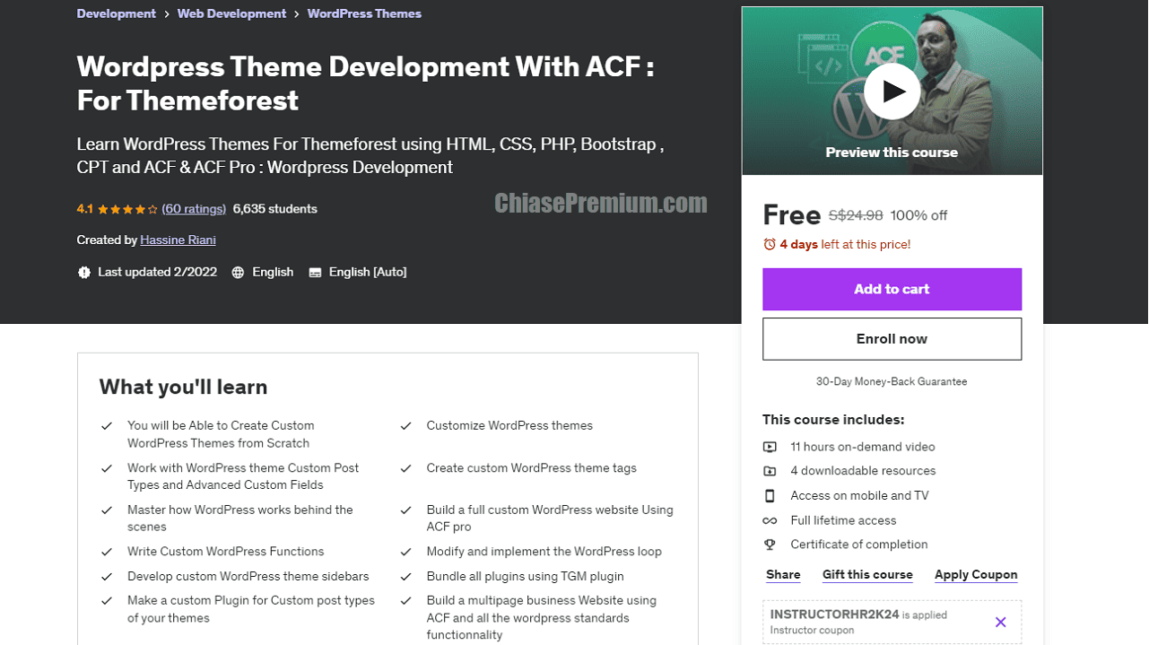 Wordpress Theme Development With ACF : For Themeforest