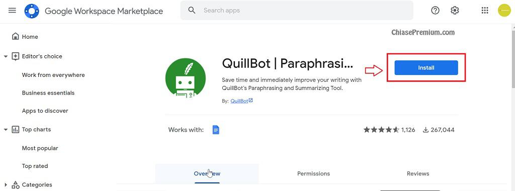 cài đặt QuillBot cho Google Docs