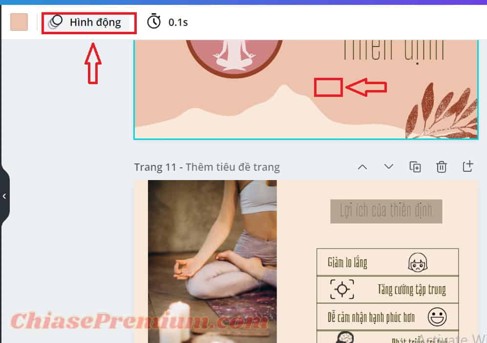 Thao tác tạo hiệu ứng chuyển cảnh giữa các Slide trên Canva 