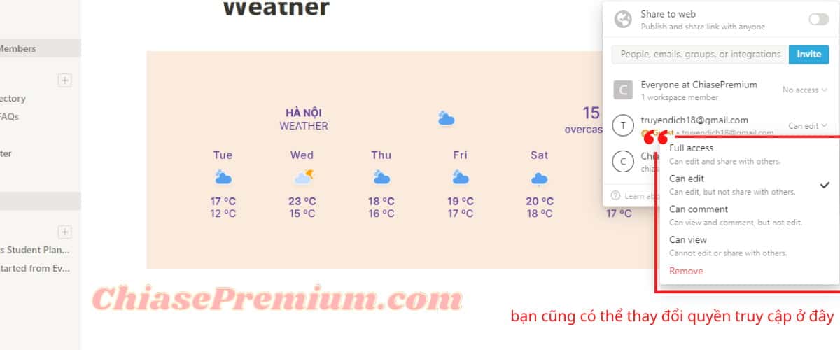 Cách trang trí Notion với Widget Dự báo thời tiết