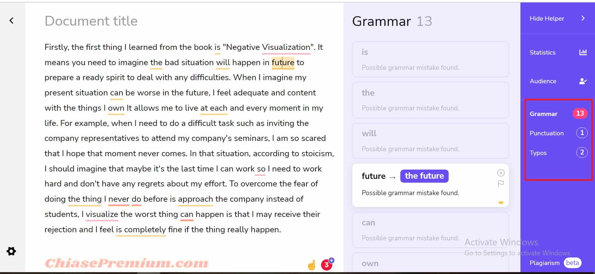 Using the Linguix Statistics Report to Improve Your Writing | Review by ChiasePremium.com