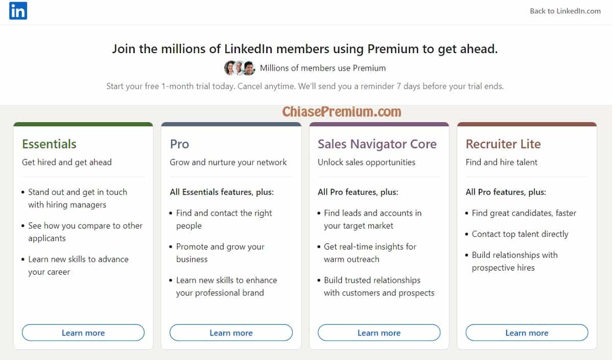 Dịch vụ nâng cấp tài khoản LinkedIn Premium