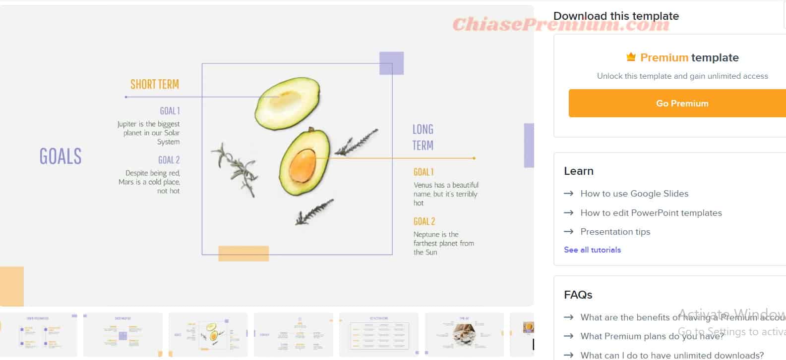 Các template premium ở Slidesgo