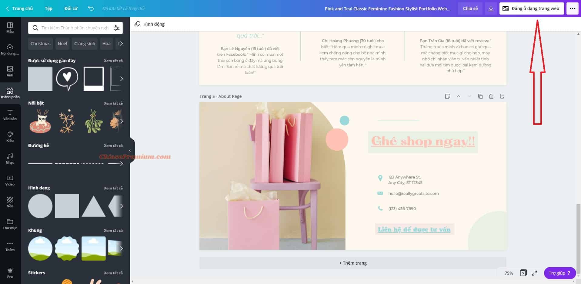 Cách tạo Landing Page cho website với Canva (tiếp theo)