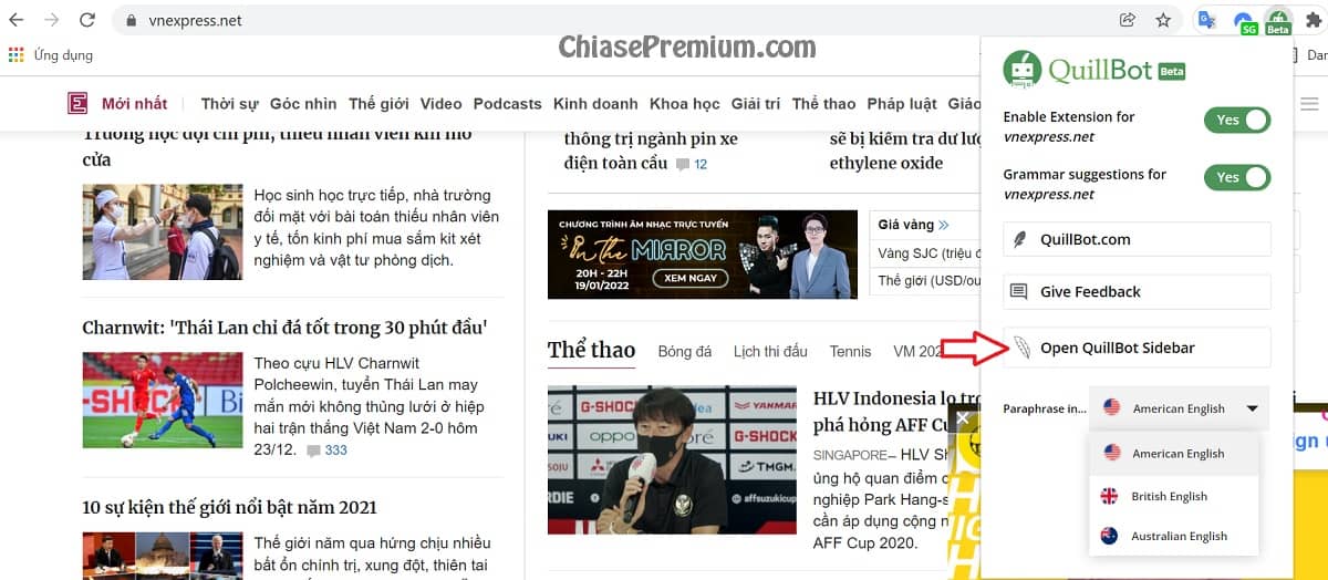 Cài đặt QuillBot cho Chrome (tiếp theo) - ChiasePremium.com