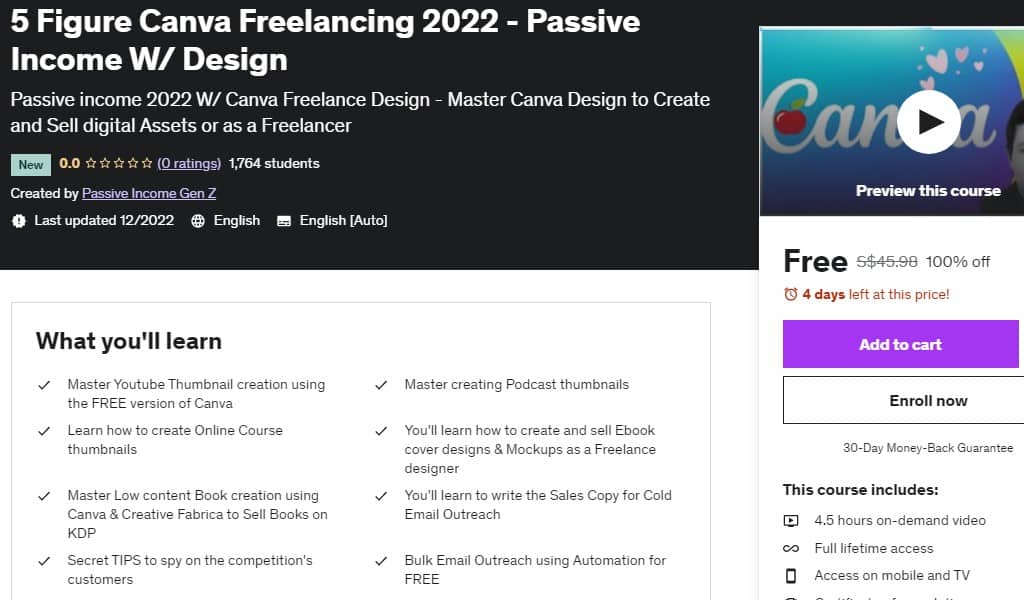 Free 5 Figure Canva Freelancing 2022 - Passive Income W/ Design