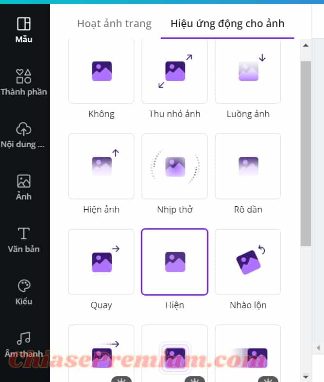 Bộ hiệu ứng cho hình ảnh/ biểu tượng đa dạng trên Canva