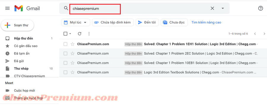 Tìm kiếm các email bạn muốn dán nhãn bằng cách search từ khóa