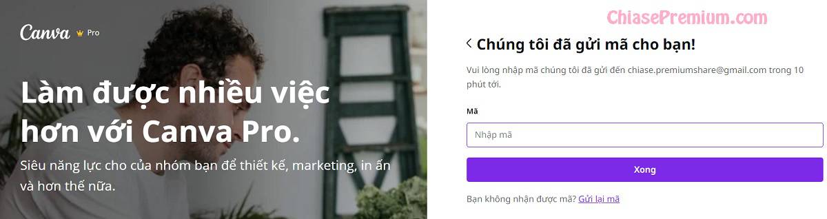 Nhập mã xác minh được gửi vào email của bạn