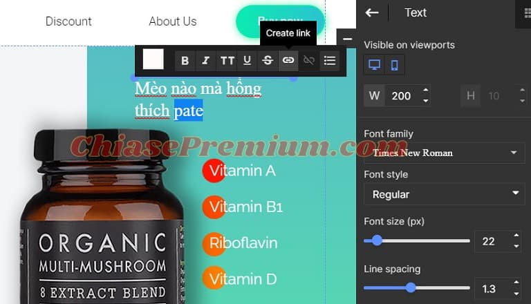 Thêm Text Widget vào Landing Page (tiếp theo)