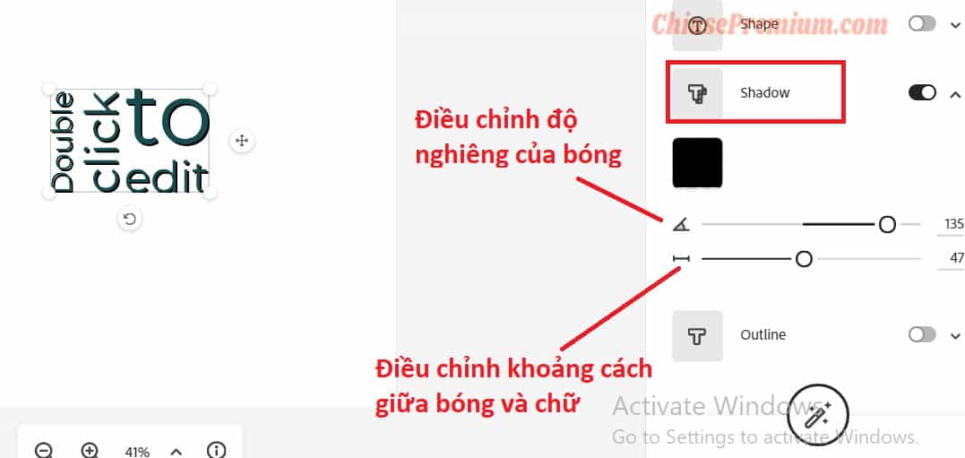 Đổ bóng cho chữ viết