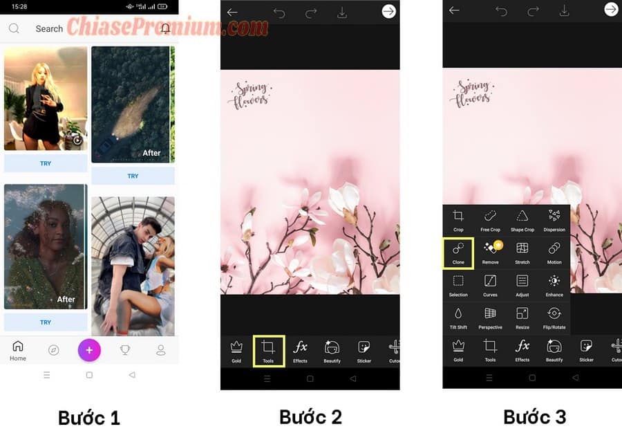 Các bước xóa chữ trên ảnh với picsart