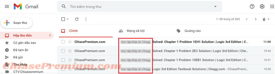 Các email đã được dán nhãn phù hợp