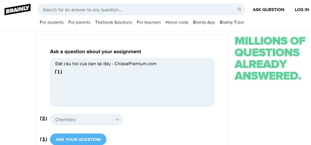 3 bước đặt câu hỏi trên Brainly: mô tả câu hỏi - chọn chủ đề - đăng câu hỏi