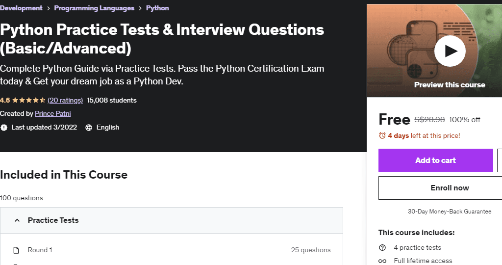 Python Practice Tests & Interview Questions