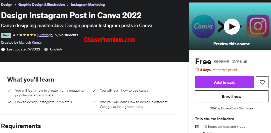 Udemy Design Instagram Post in Canva