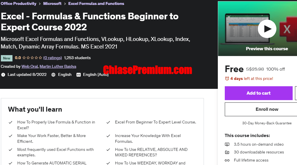 Udemy Excel - Formulas & Functions Beginner to Expert Course 2022