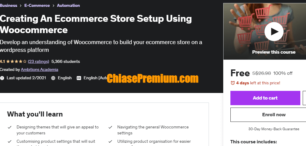Udemy - Creating An Ecommerce Store Setup Using Woocommerce