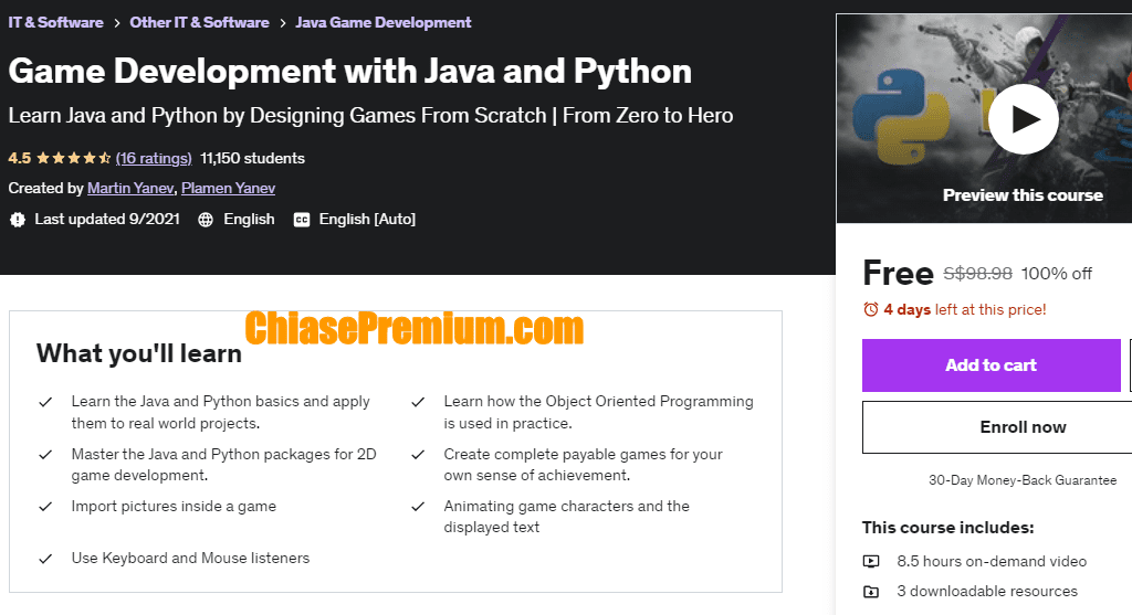 Udemy Game Development with Java and Python