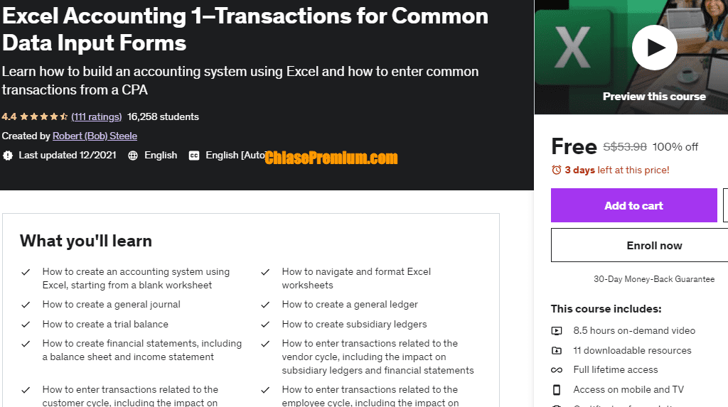 Excel Accounting 1–Transactions for Common Data Input Forms