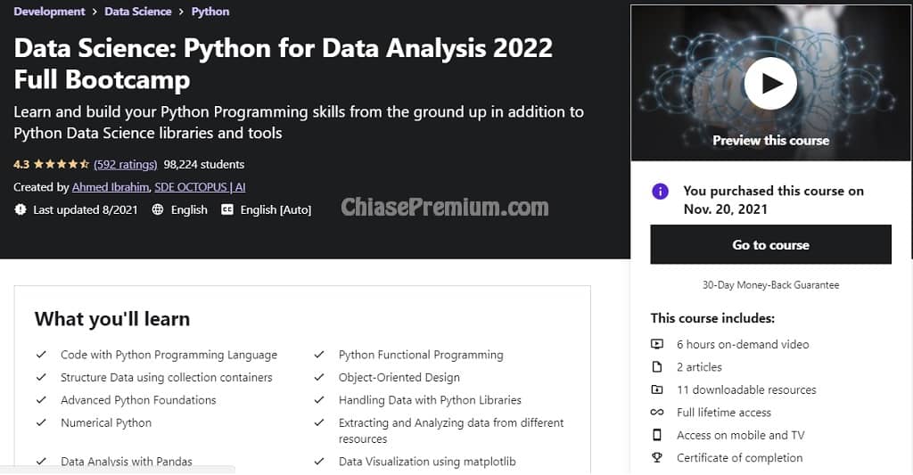 Data Science: Python for Data Analysis 2022 Full Bootcamp