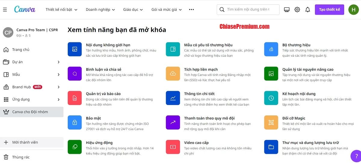 Canva cho đội nhóm