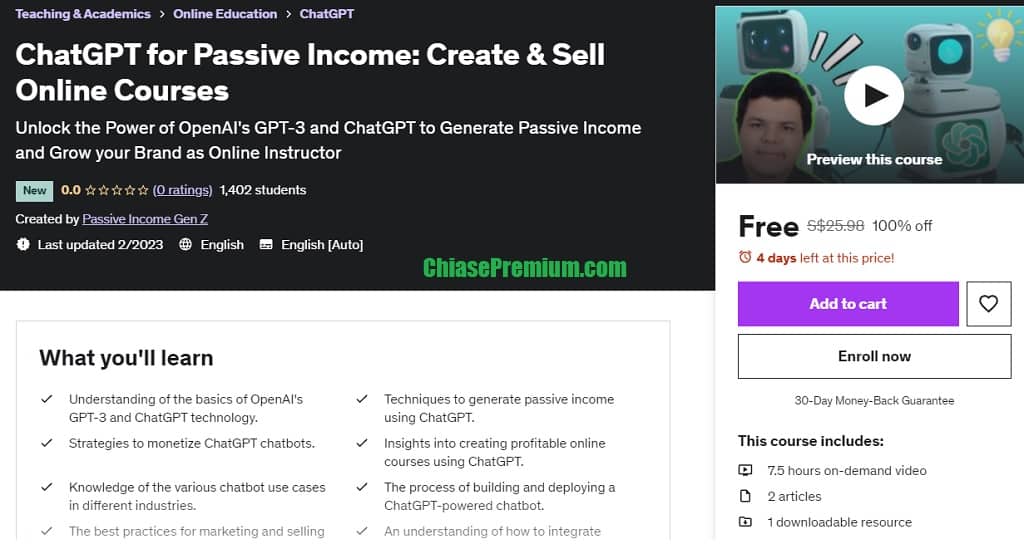ChatGPT for Passive Income: Create & Sell Online Courses