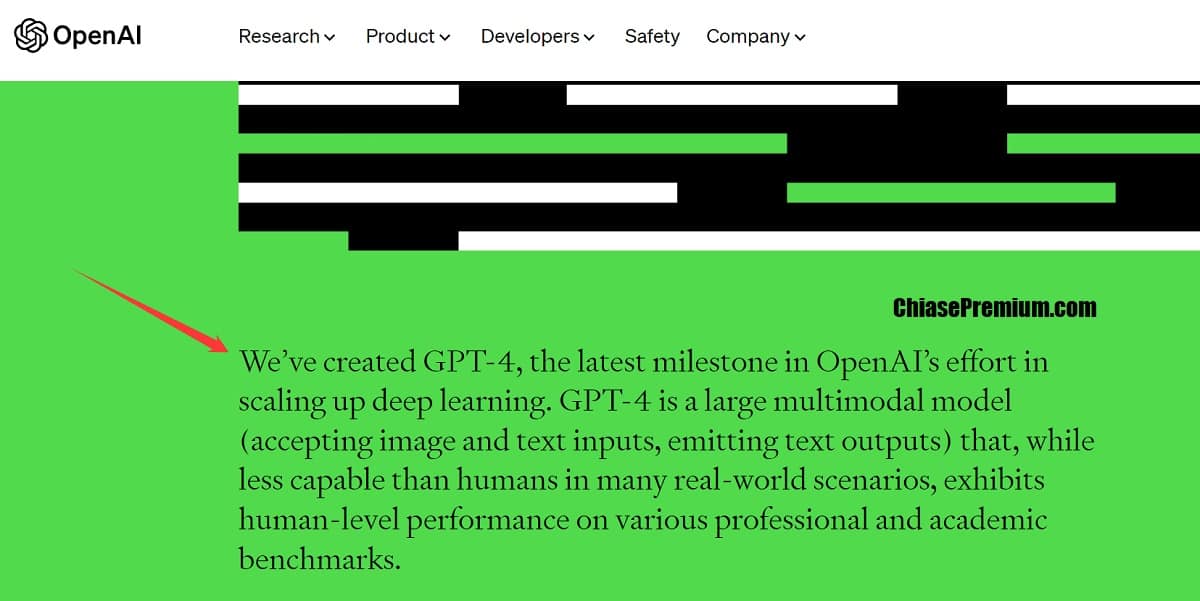 Thông báo cập nhật GPT-4 từ OpenAI.com