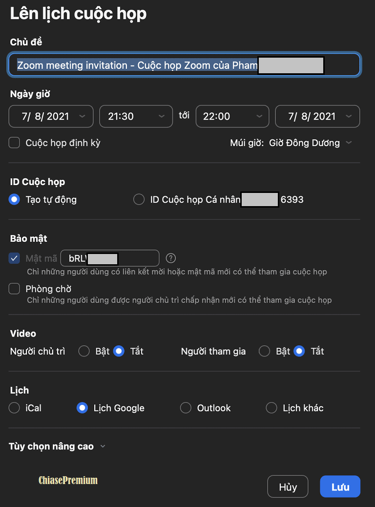Lên lịch cuộc họp Zoom