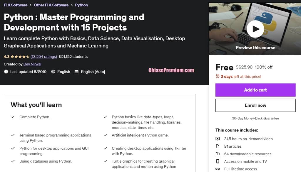 Python : Master Programming and Development with 15 Projects