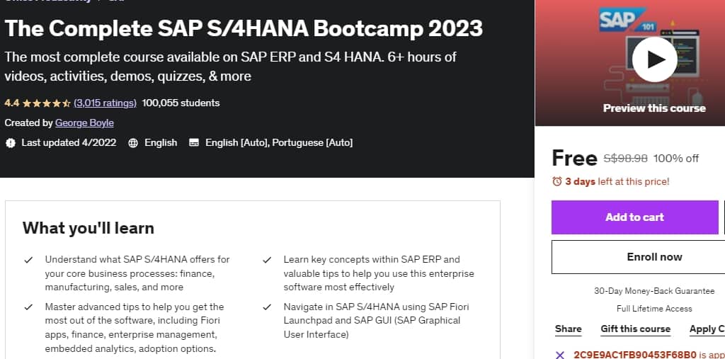 The Complete SAP S/4HANA Bootcamp 2023