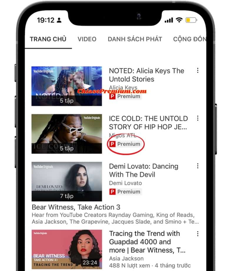 Ngoài những video miễn phí, nội dung được gắn mác Premium chỉ dành cho gói thành viên cao cấp.