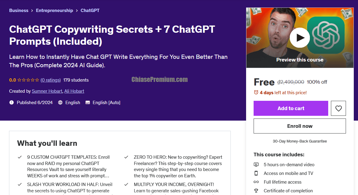 ChatGPT Copywriting Secrets + 7 ChatGPT Prompts (Included)